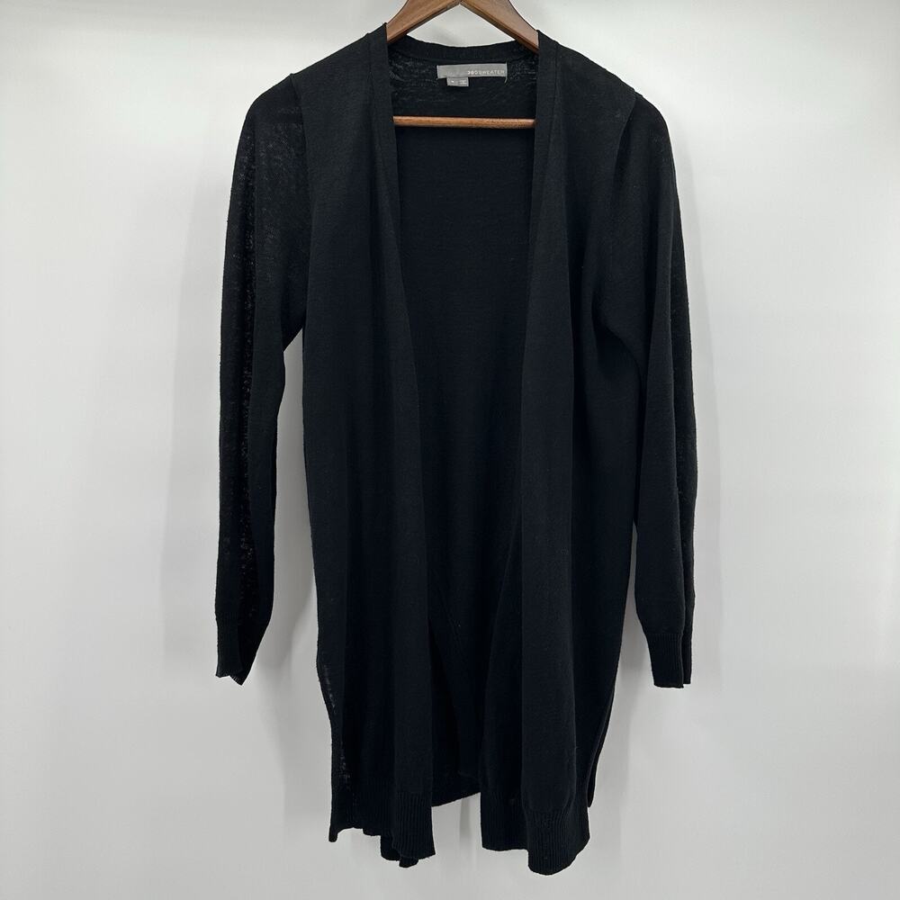 360‎ Sweater Cardigan Womens Small Black Tulip Back Linen Capsule Minimalist